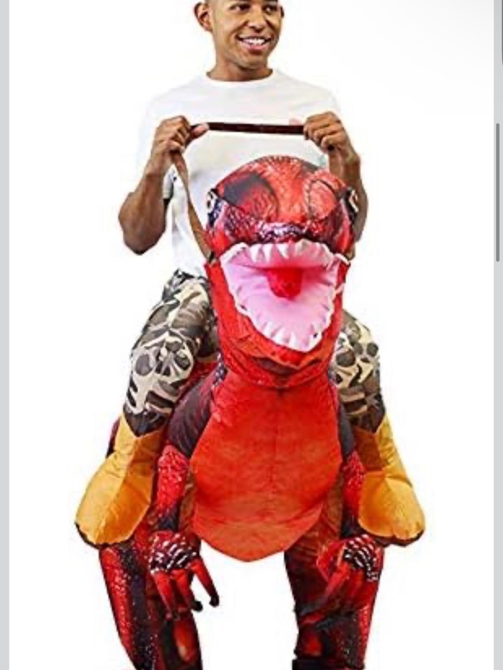 Puff Me Up! Ride a Raptor Inflatable Costume - Red Adult OS - Picture 4 of 6